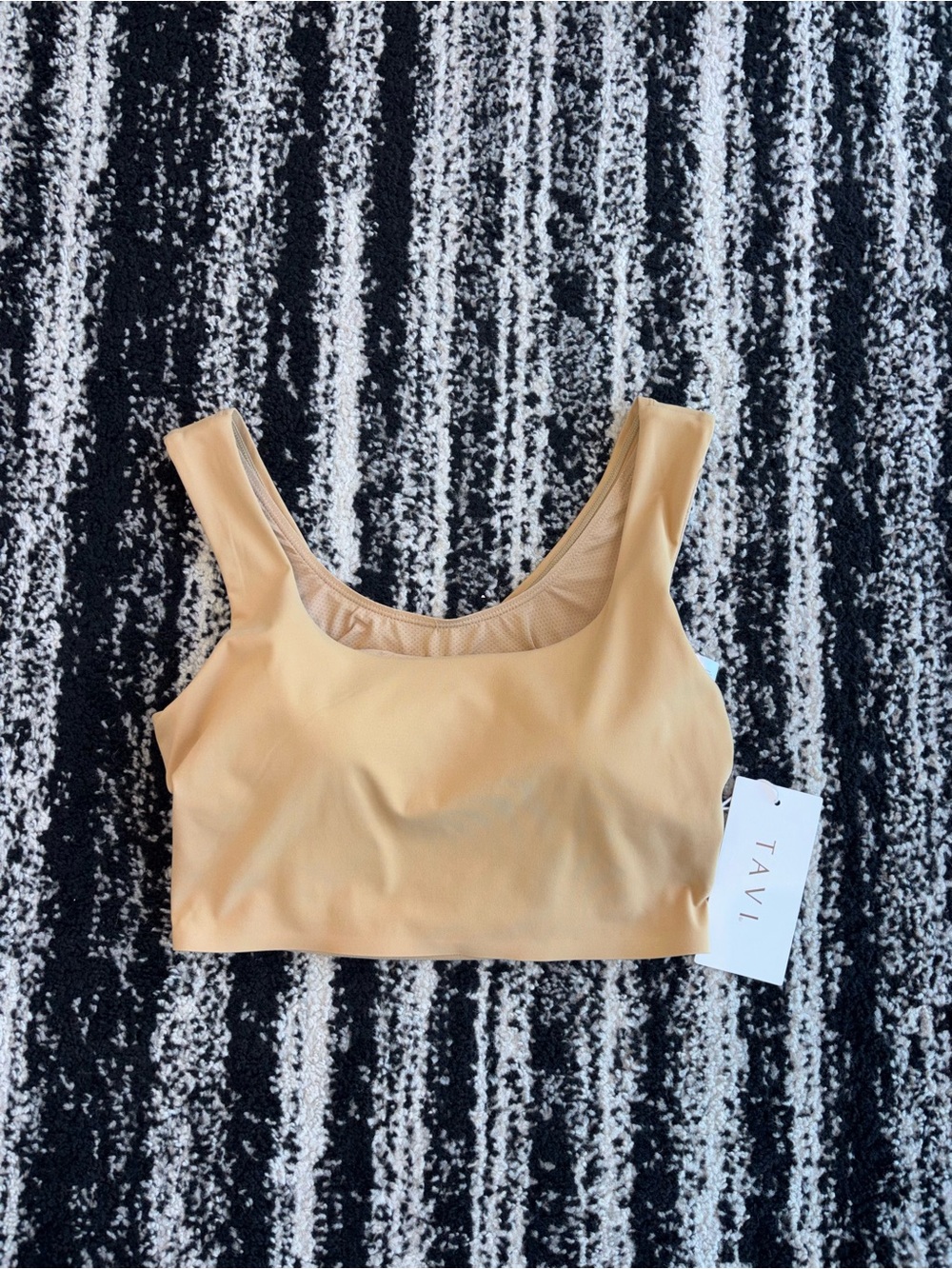 TAVÌ Nude Beige Scoop-Neck Crop Top